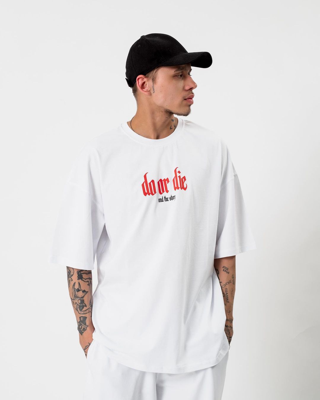 Oversize T-Shirt DO OR DIE - Weiß-Rot