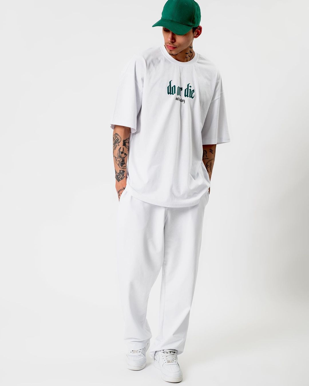Oversize T-Shirt DO OR DIE - Weiß-Grün