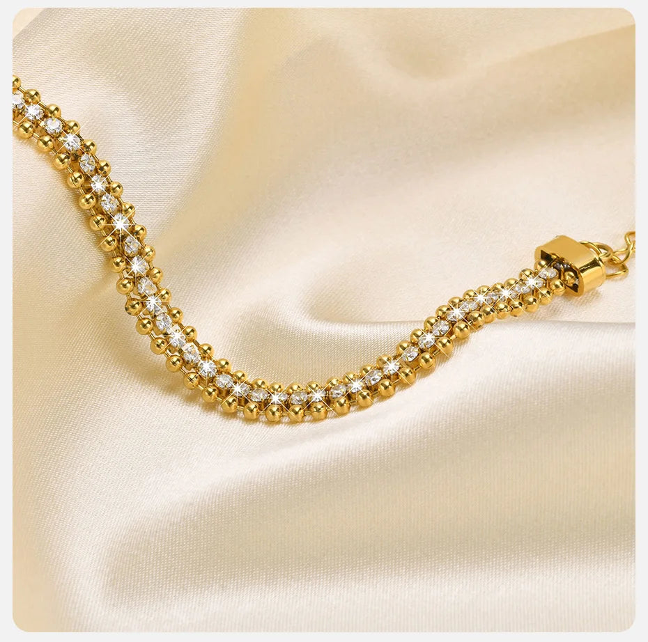 Bullet Armband mit weißen Diamanten für Damen - 18K Gelbgold vergoldet