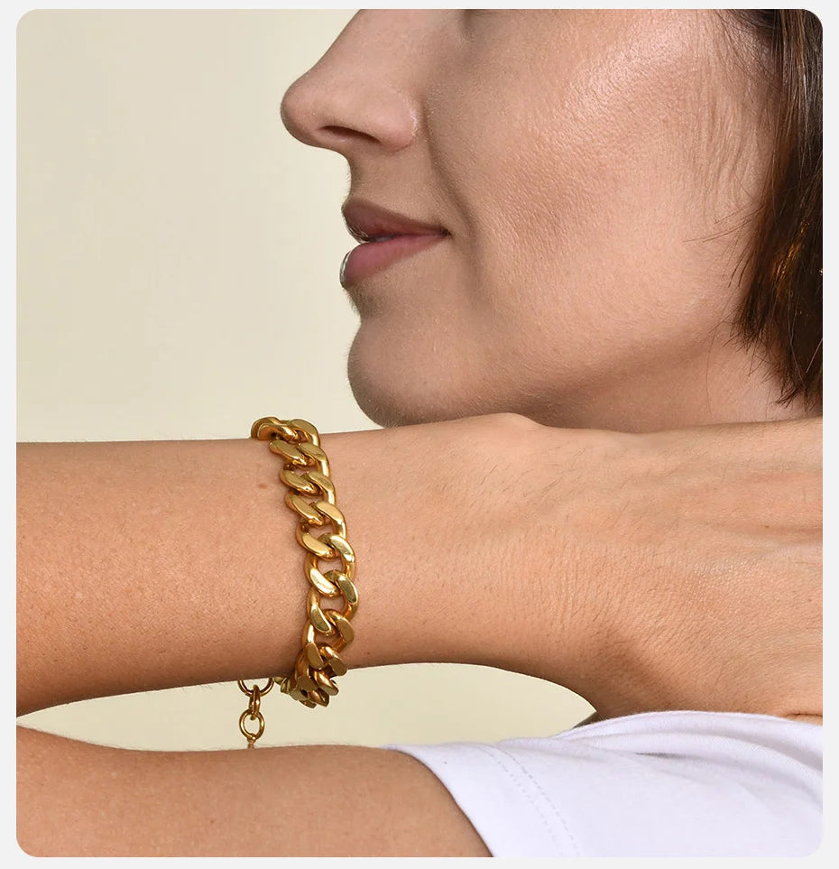 Chunky Armband für Damen - Gelbgold vergoldet