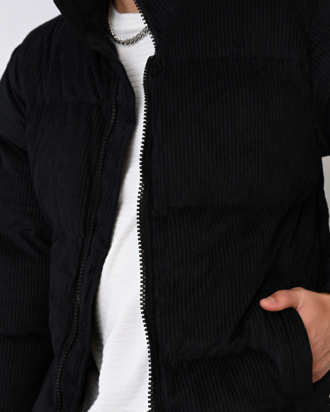 Cord Jacke für Herren - Schwarz seitentasche