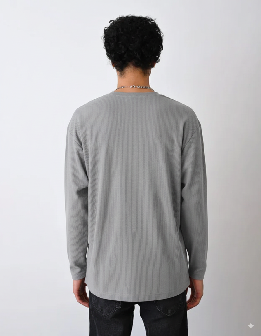 Cord Langarmshirt Freedom - Grau