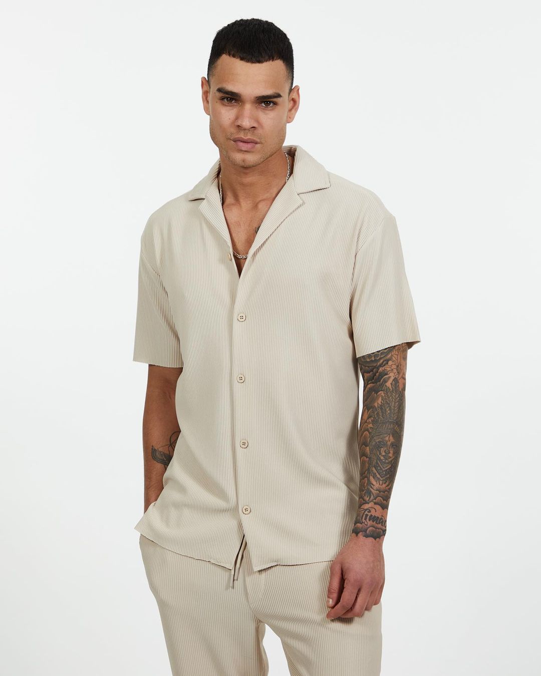 Cord Shirt & Pant Set - Creme