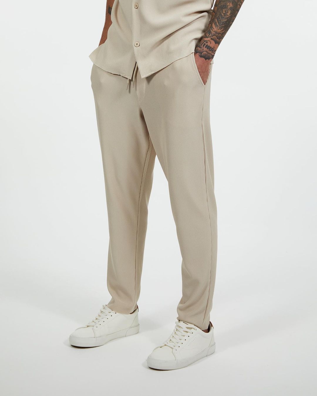 Cord Shirt & Pant Set - Creme Herren