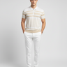Gestreiftes Poloshirt - Beige/Weiß 