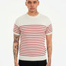 Gestreiftes T-Shirt - Creme/Rot