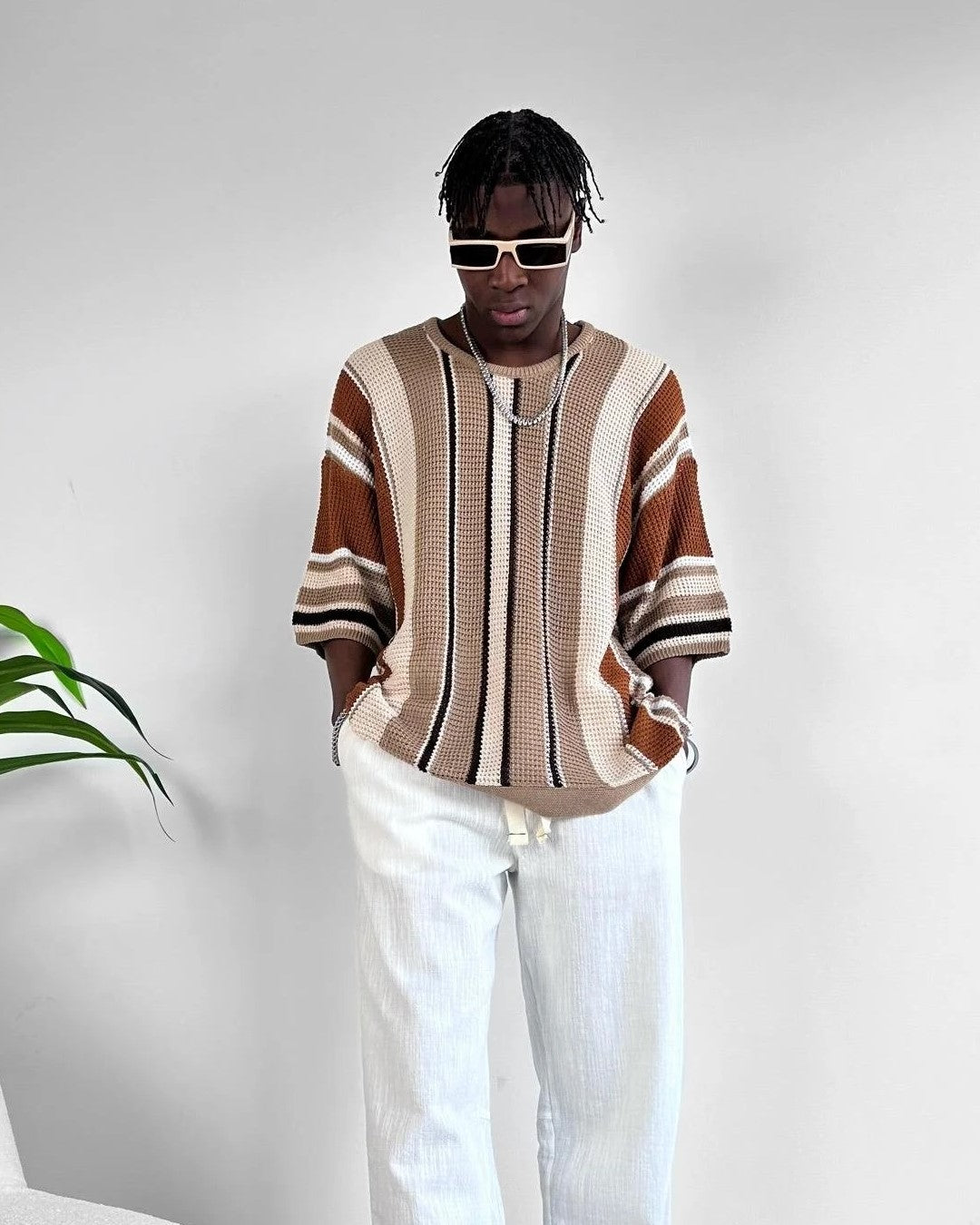 Gestricktes Oversize Shirt - Braun