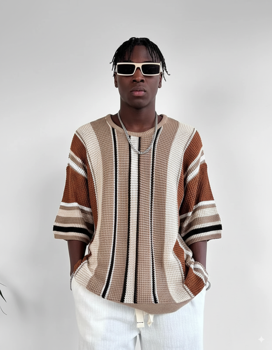 Gestricktes Oversize Shirt - Braun