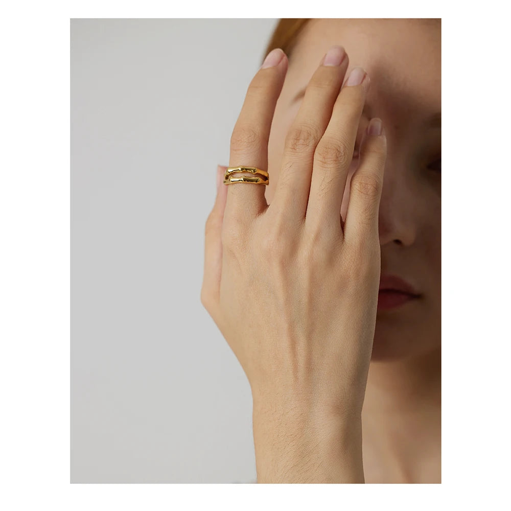 Two Track Ring - Gelbgold vergoldet