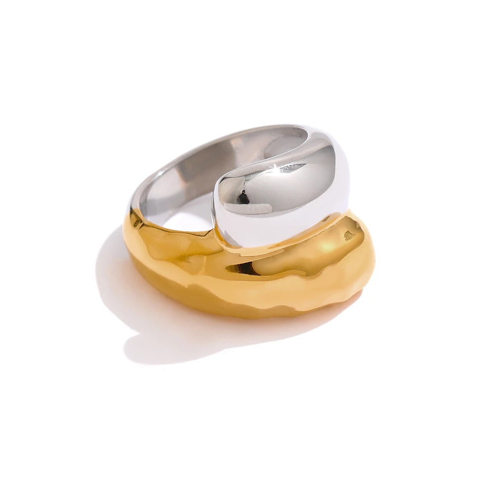 Twisted Ring in zwei Farbkombination - 18K vergoldet