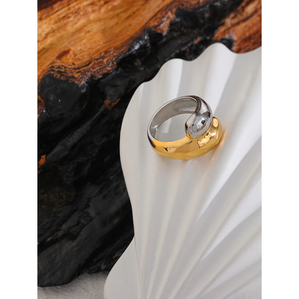 Twisted Ring in zwei Farbkombination - 18K vergoldet