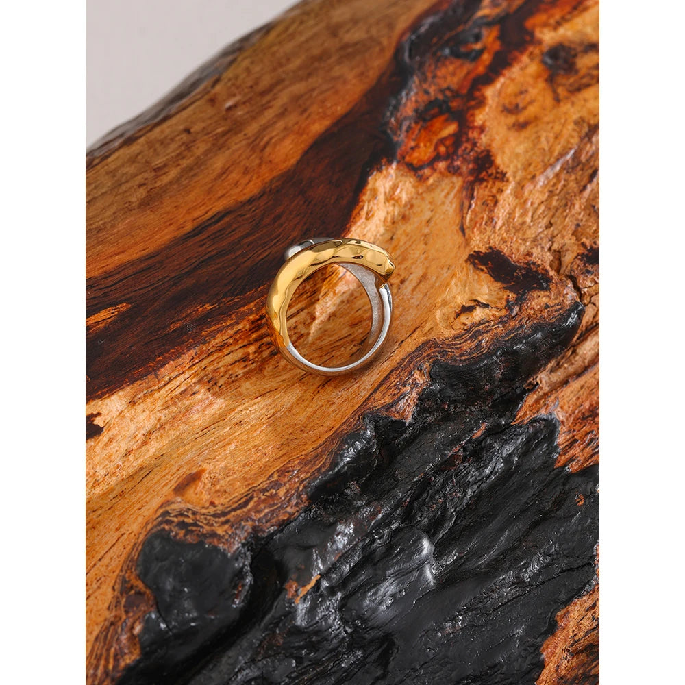 Twisted Ring in zwei Farbkombination - 18K vergoldet