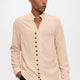 Stehkragen Herrenhemd mit Knopfdetail - Beige