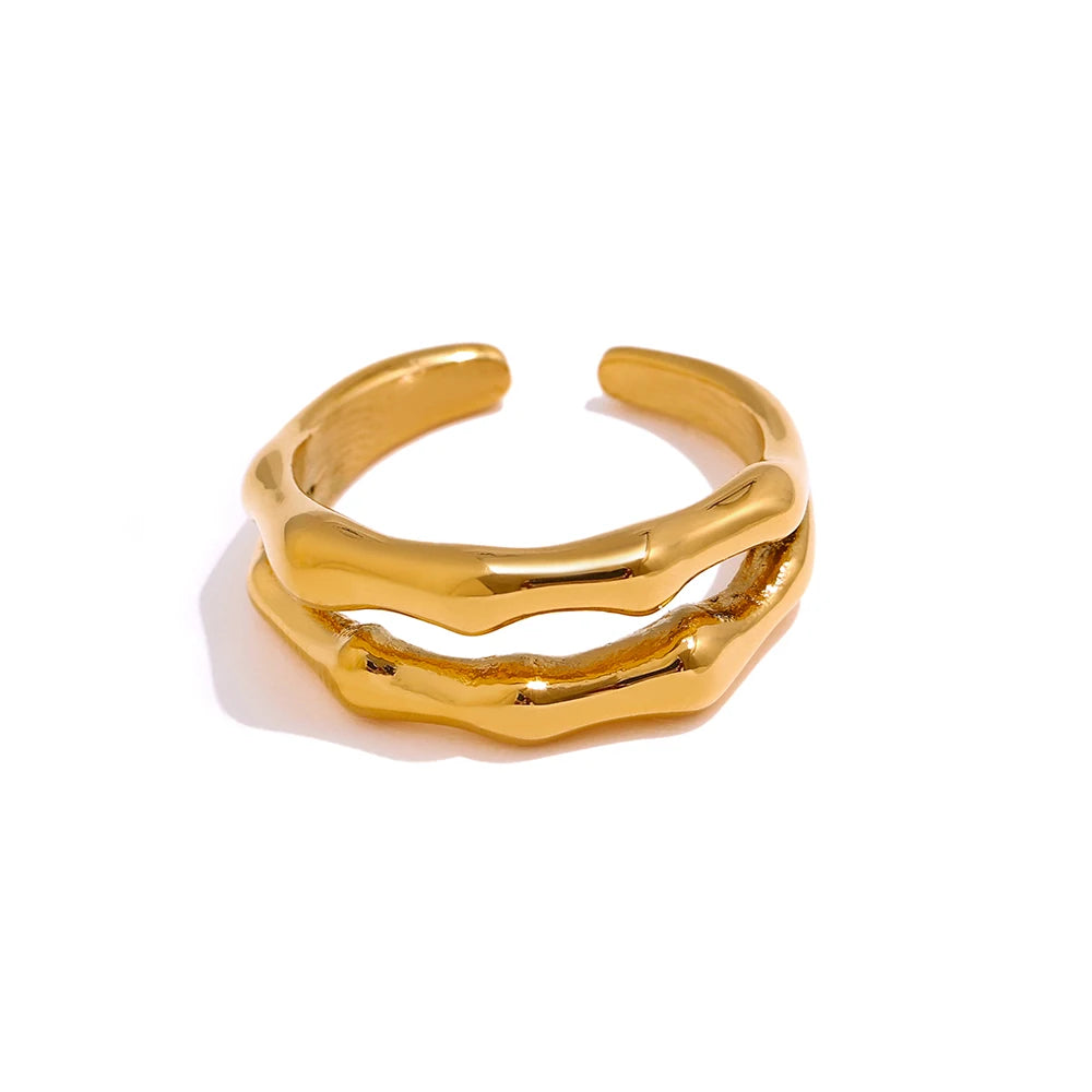 Two Track Ring - Gelbgold vergoldet