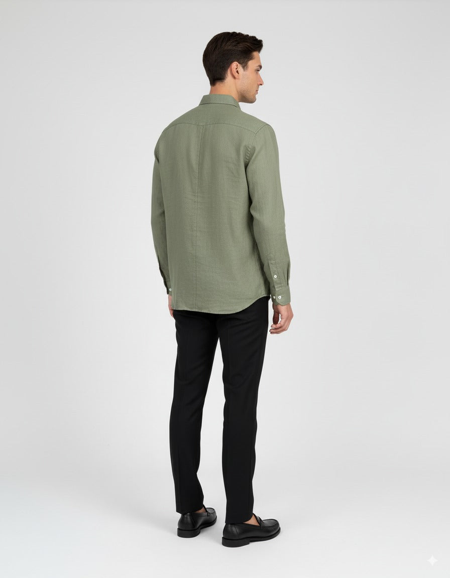 Langärmliges Leinenhemd - Khaki 2