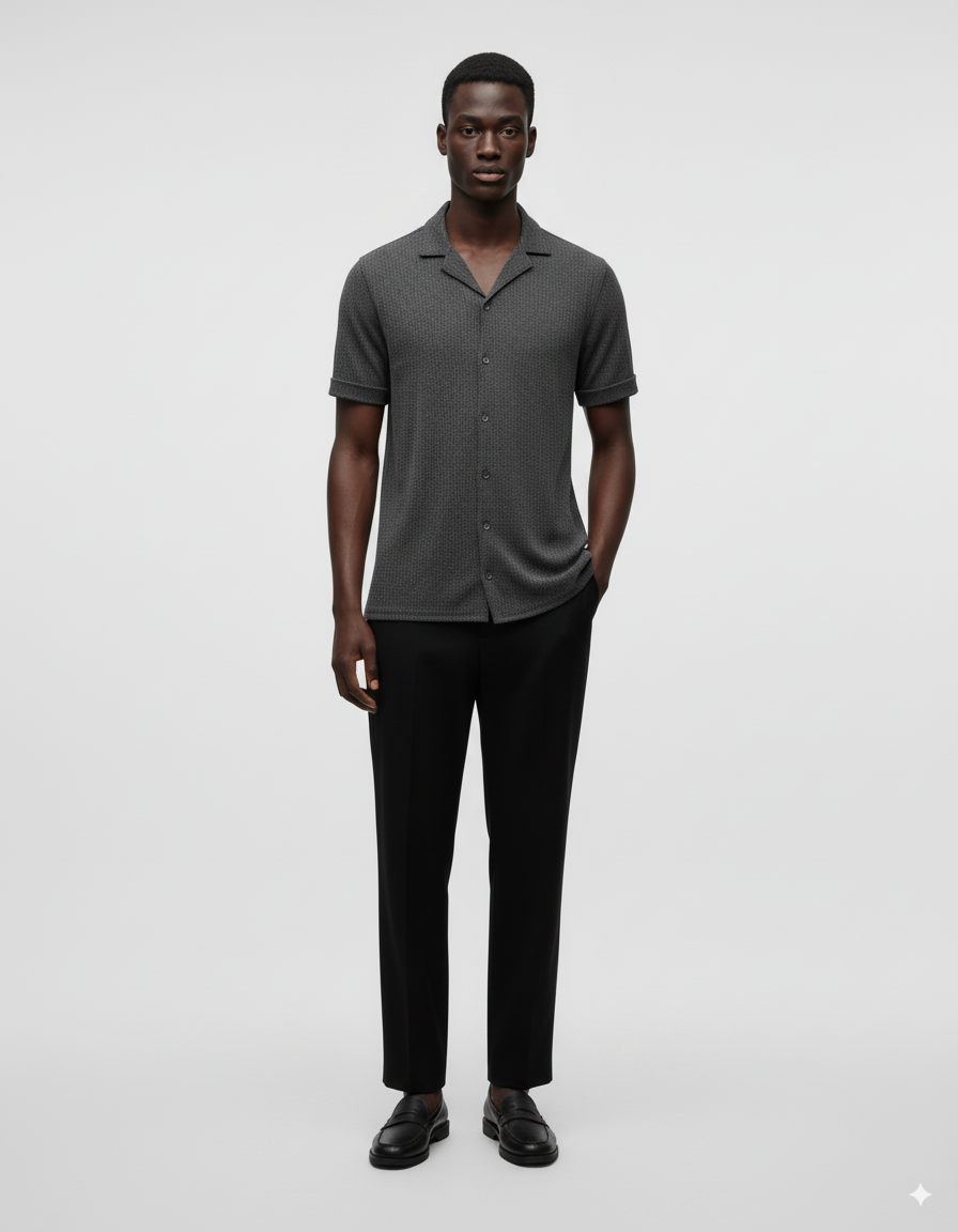 Relaxed-Fit-Hemd - Schwarz-grau