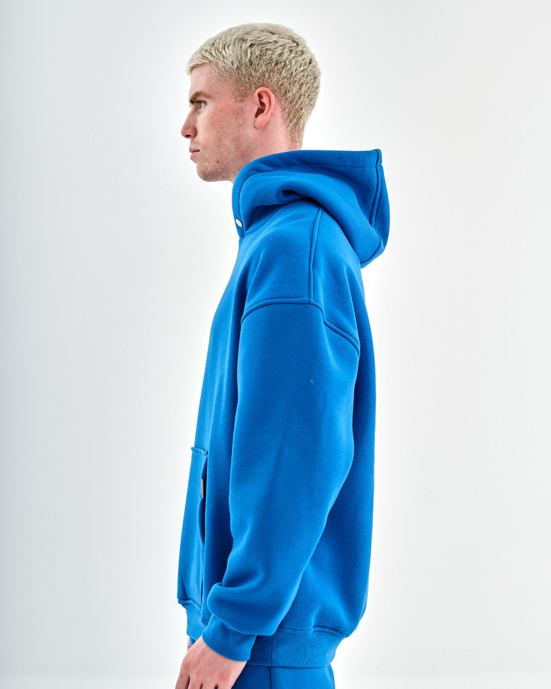 Oversize Hoodie mit Knopfdetail - Blau