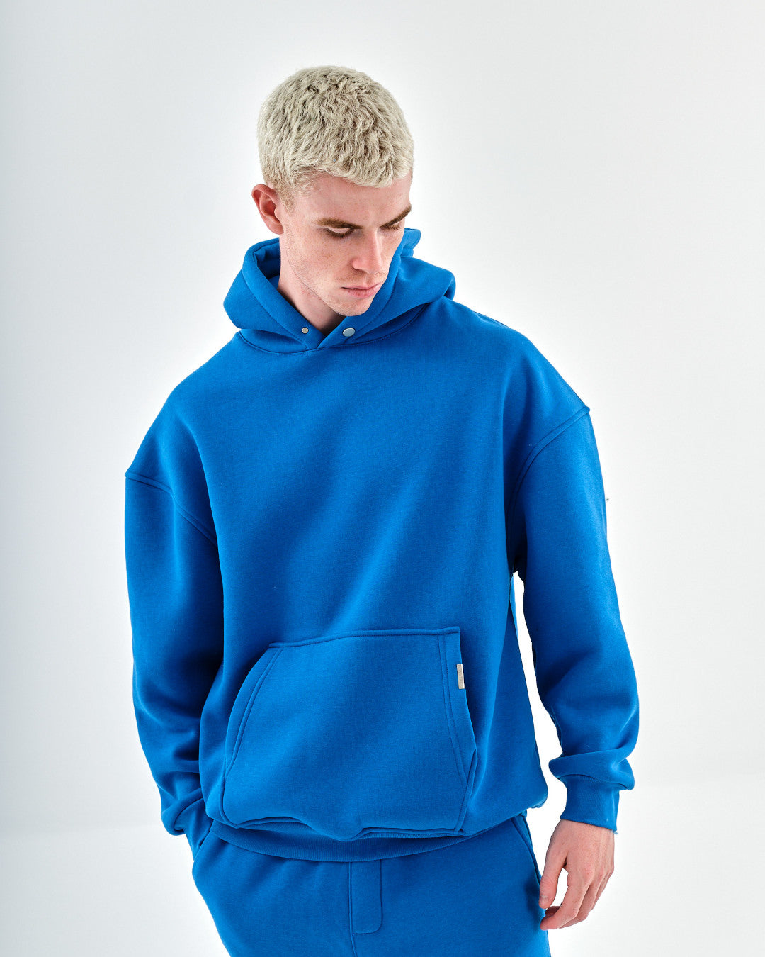 Oversize Hoodie mit Knopfdetail - Blau
