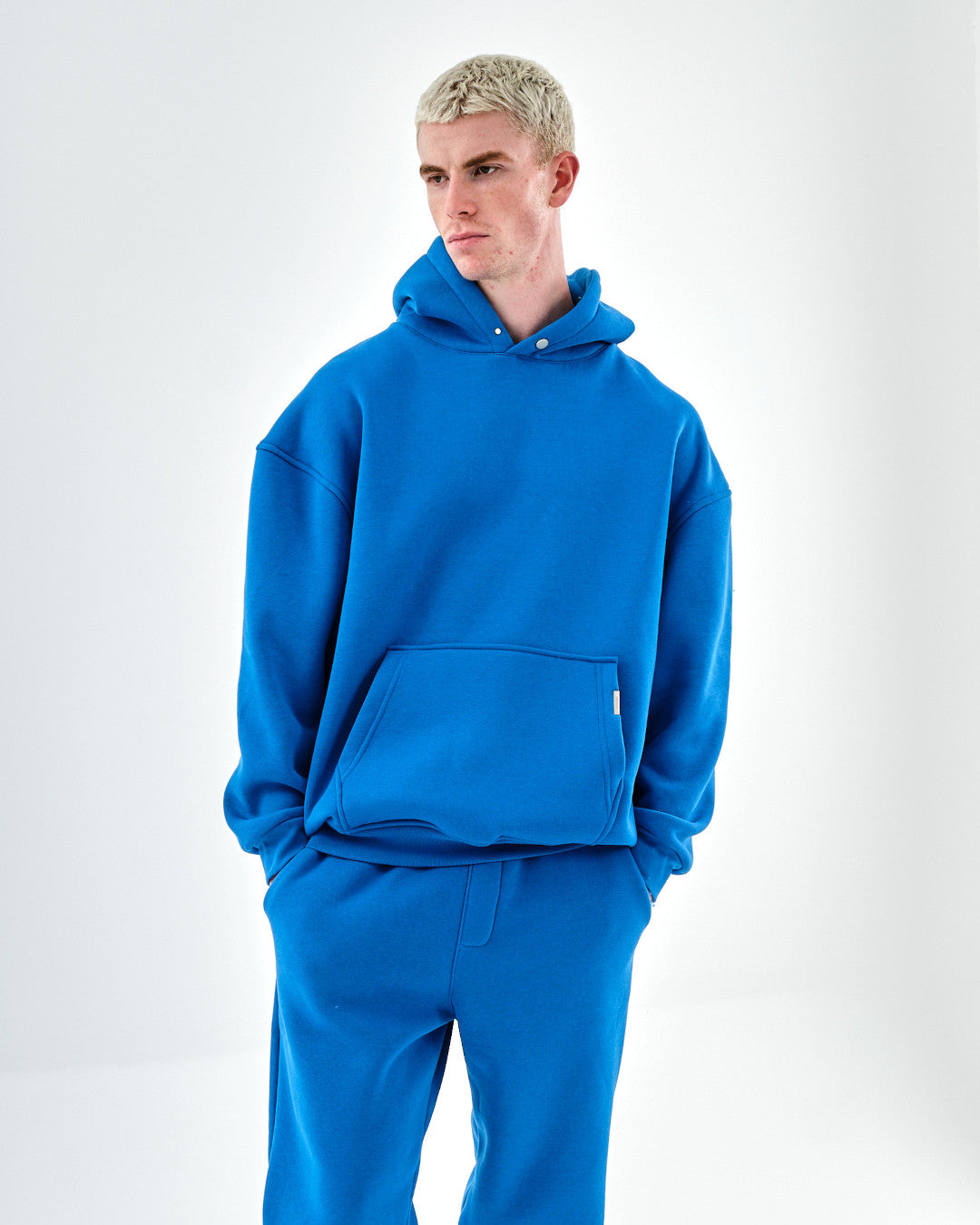 Oversize Hoodie mit Knopfdetail - Blau