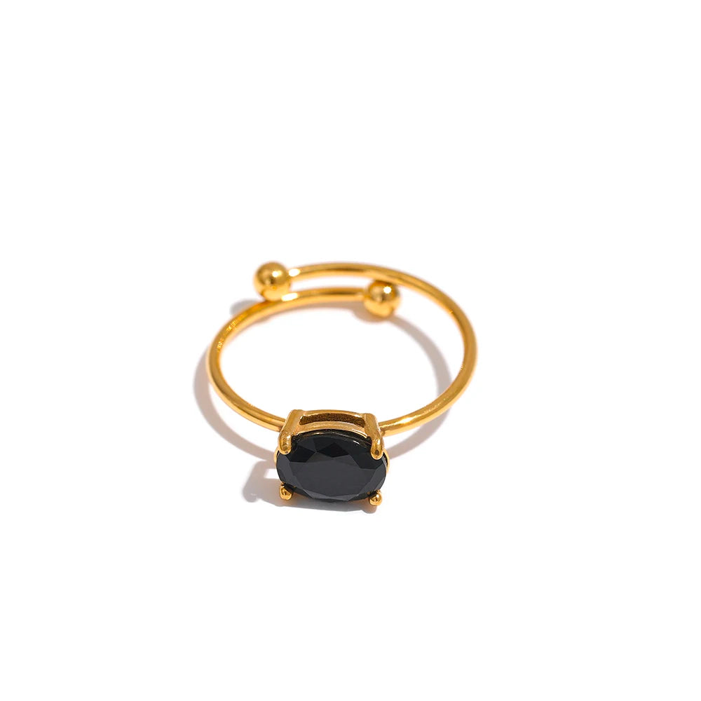 Ring mit schwarzem Diamant - 18K vergoldet
