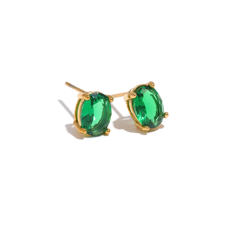 Ohrring mit grünem Diamant - 18K vergoldet