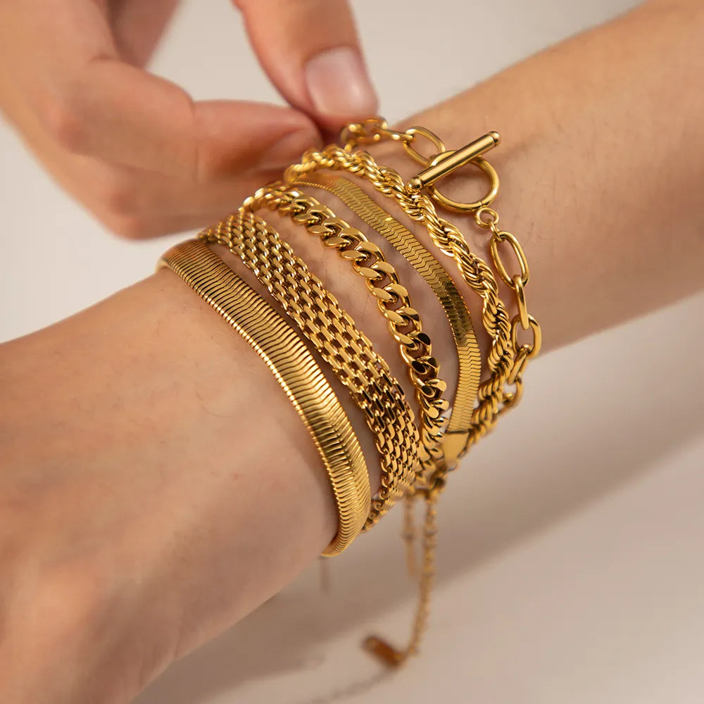 Sleek Armband 4mm- 18K Gelbgold vergoldet