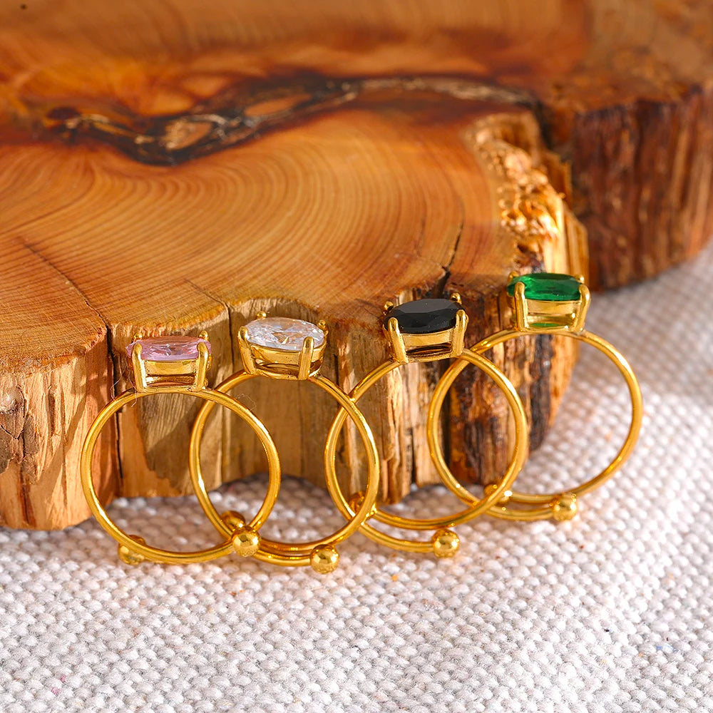 Ring mit pinkem Diamant - 18K vergoldet