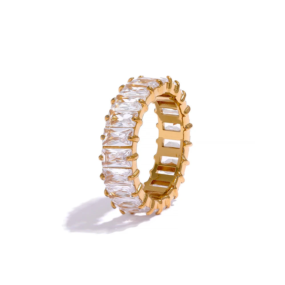 Diamant Ring mit weißen Steinen - Gelbgold vergoldet