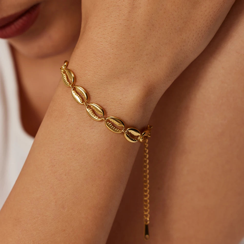 Muschel Armband - 18K Gelbgold vergoldet
