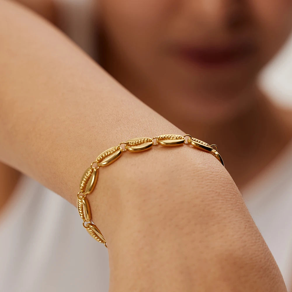 Muschel Armband - 18K Gelbgold vergoldet