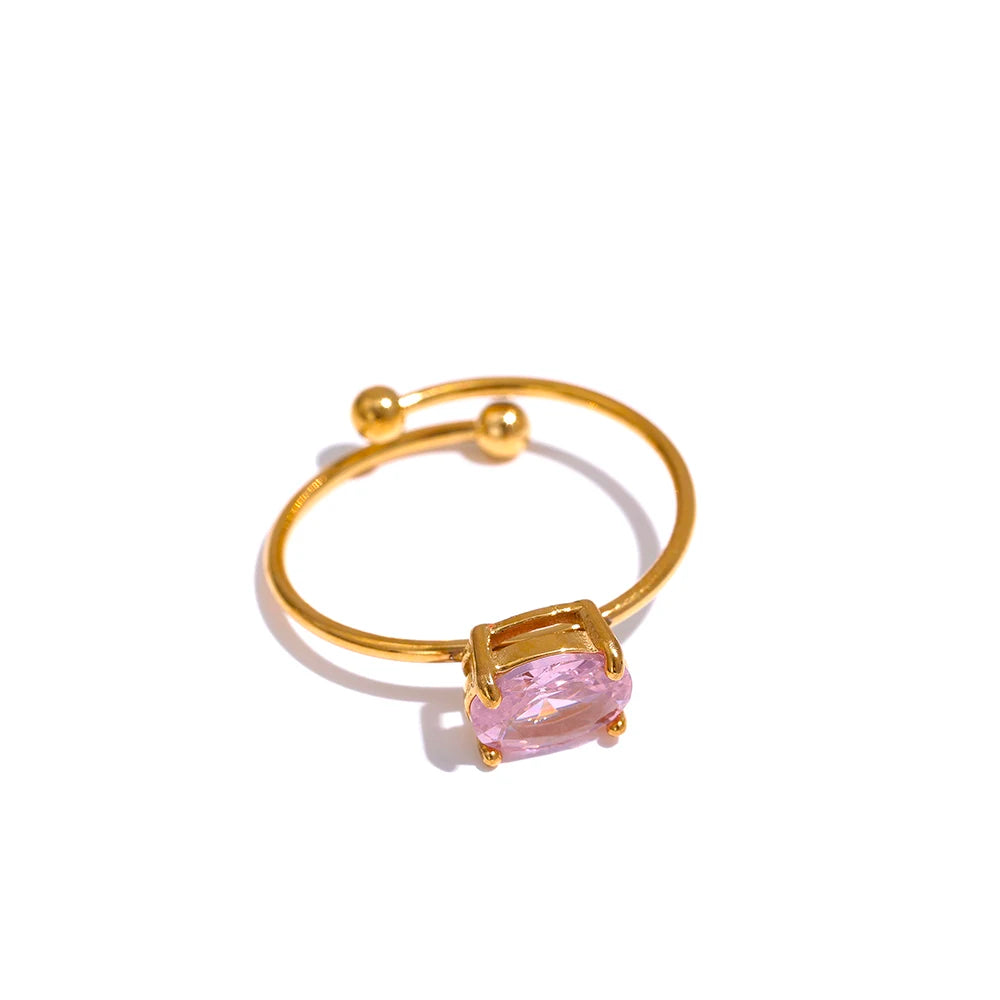 Ring mit pinkem Diamant - 18K vergoldet