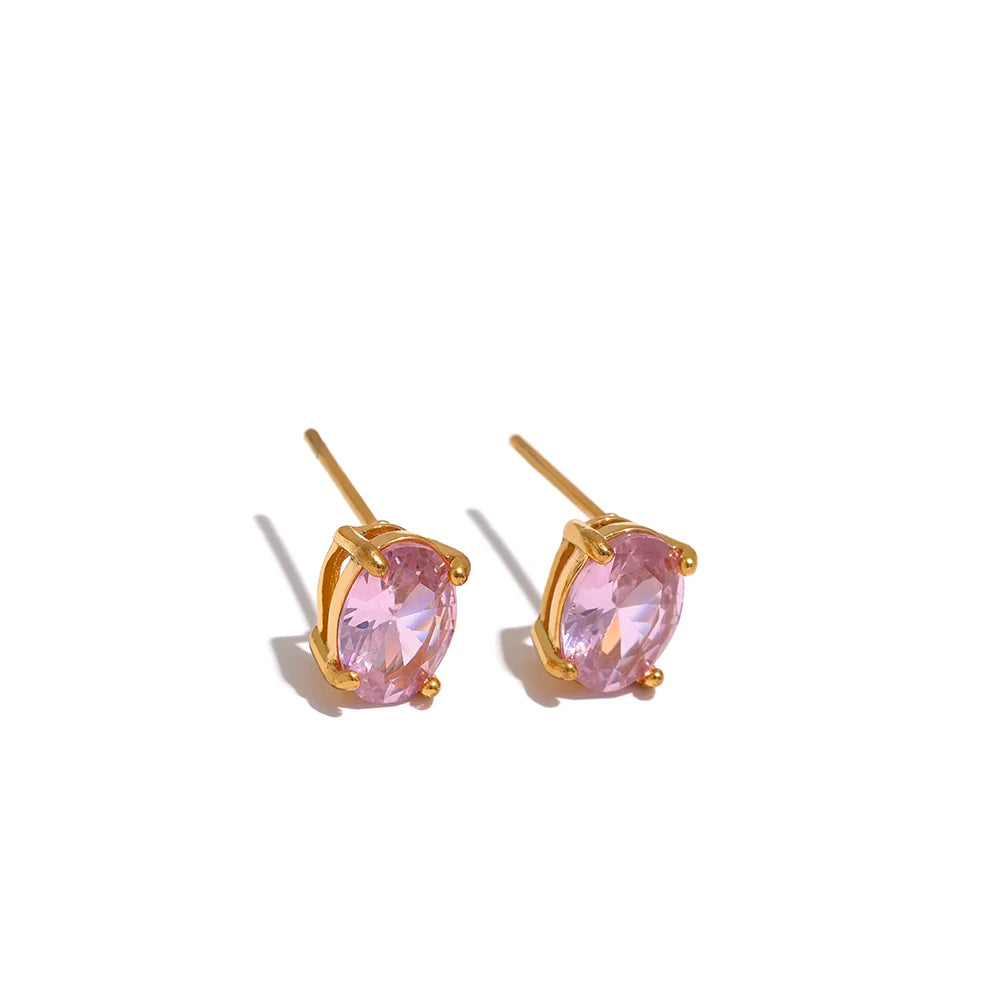 Ohrring mit pinkem Diamant - 18K vergoldet