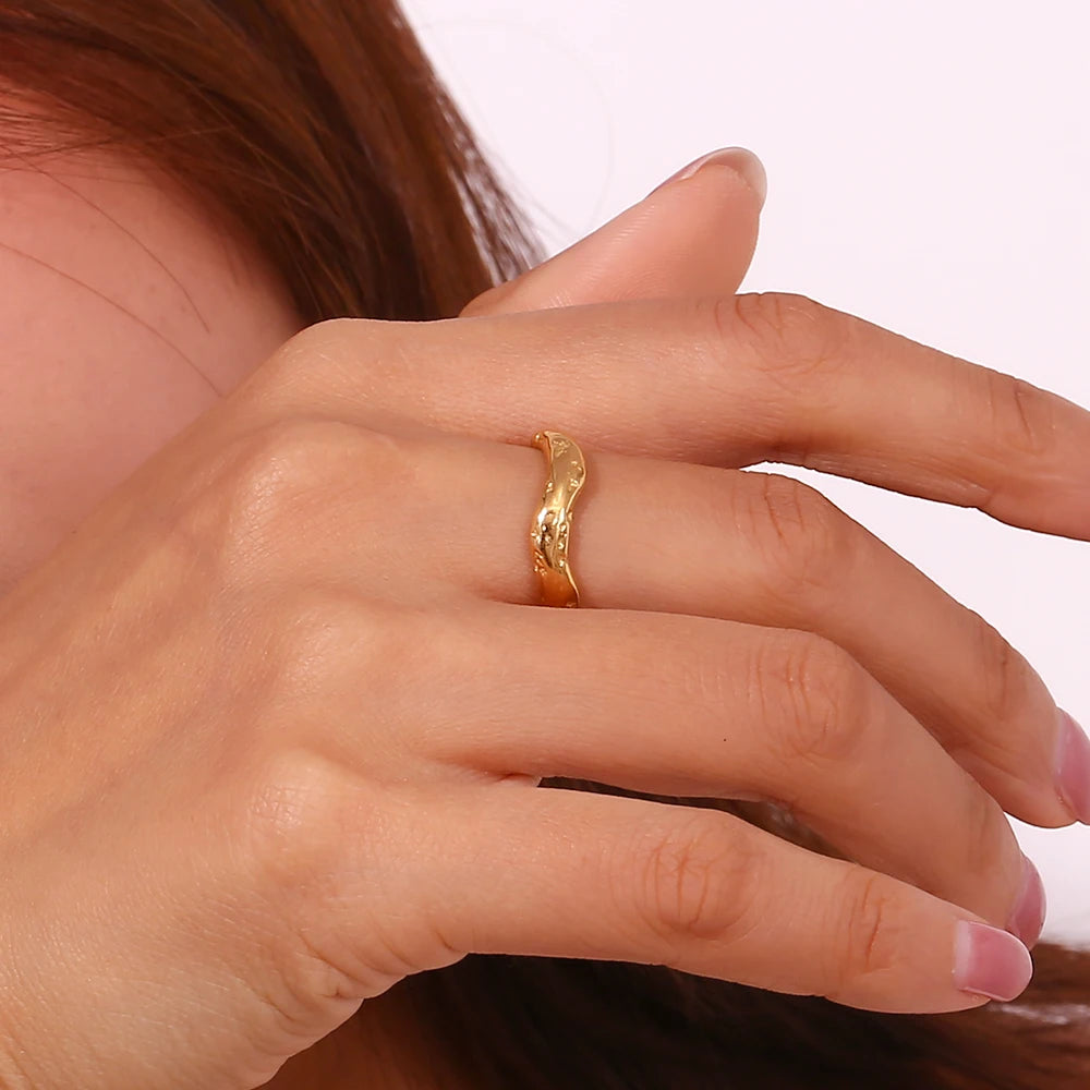 Welle Ring - 18K Gelbgold vergoldet