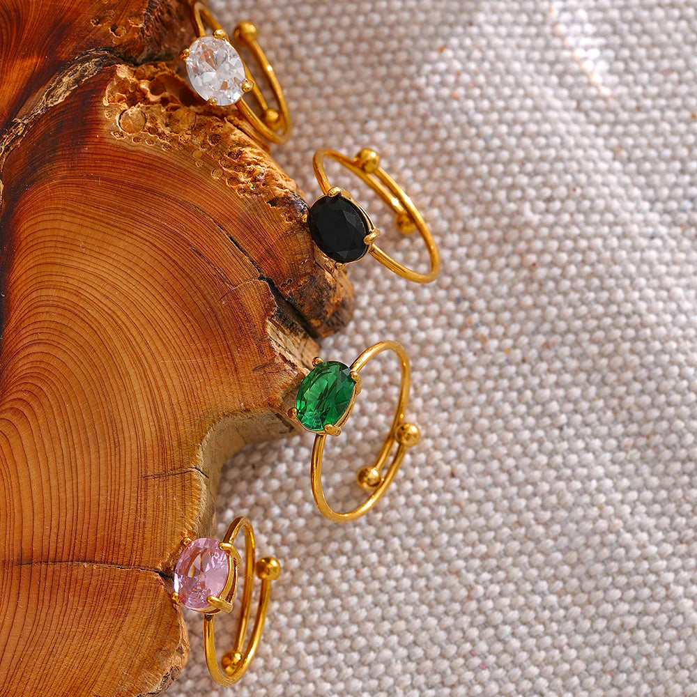 Ring mit weißem Diamant - 18K vergoldet