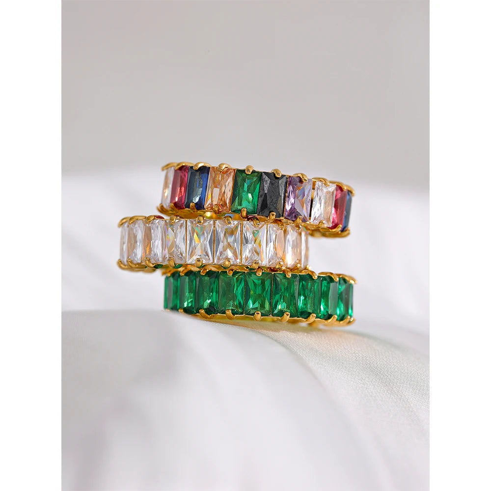 Diamant Ring mit weißen Steinen - Gelbgold vergoldet