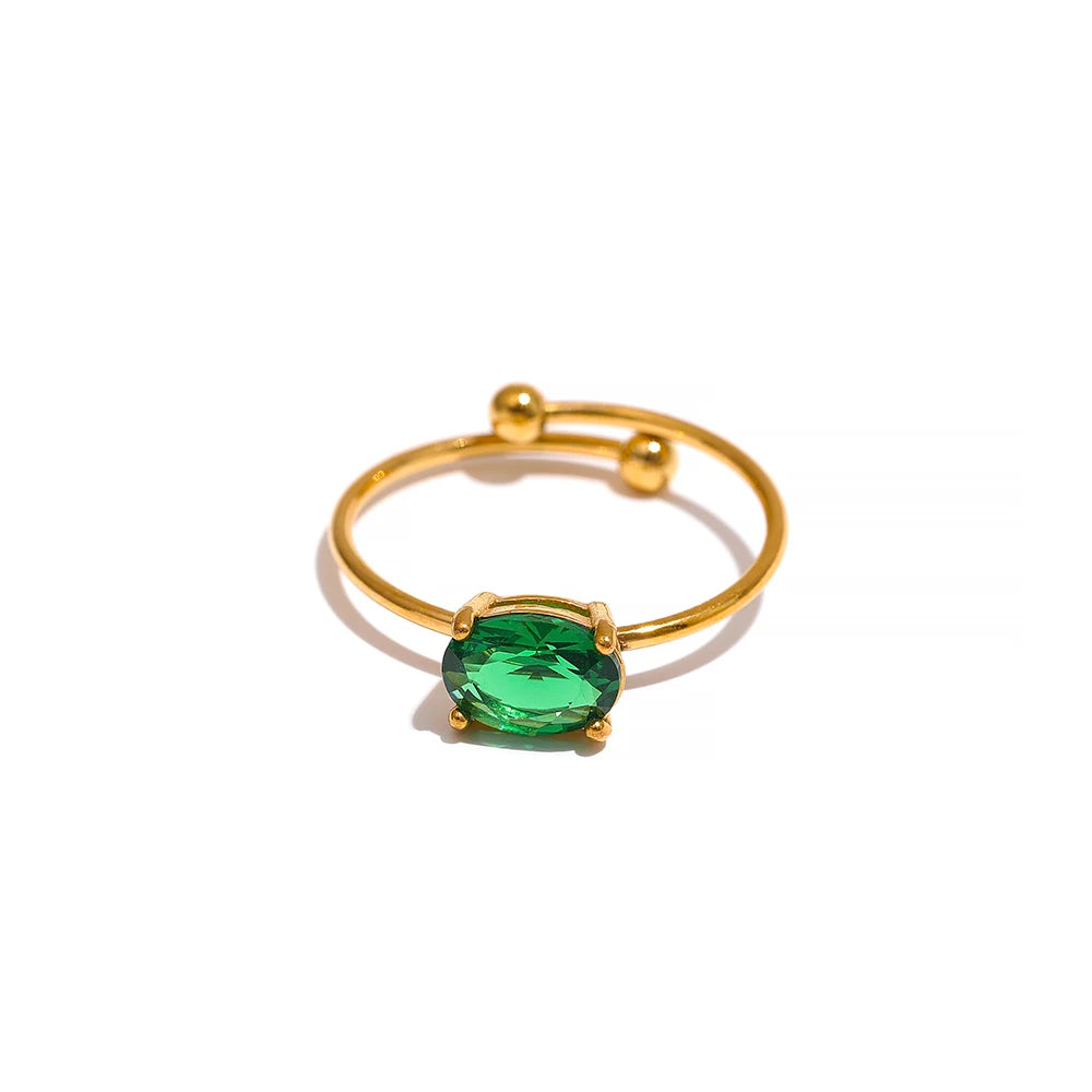 Ring mit grünem Diamant - 18K vergoldet