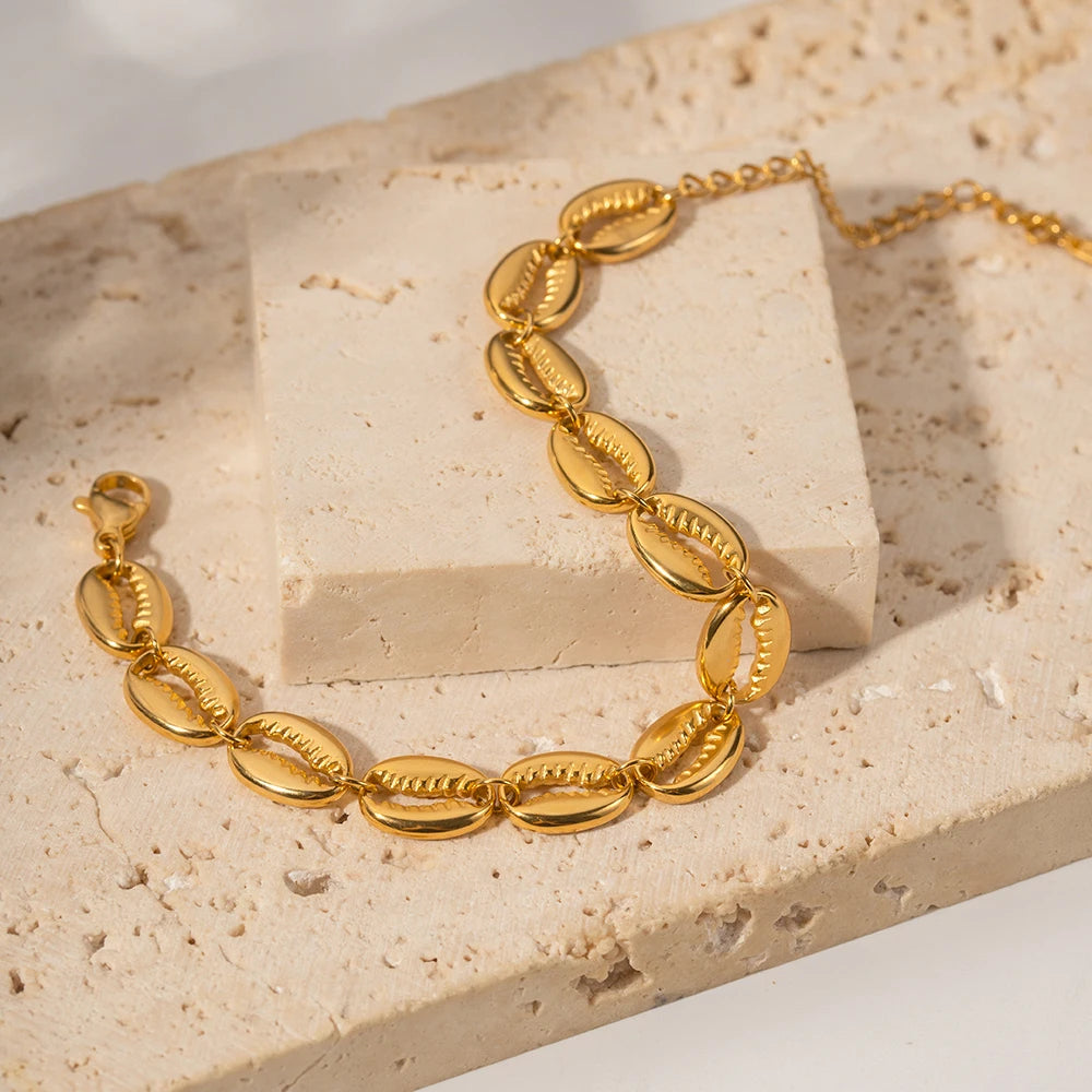 Muschel Armband - 18K Gelbgold vergoldet