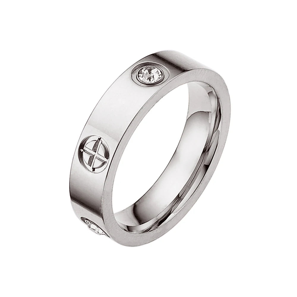 Love Ring mit drei Kristallsteinen - 925 Sterling Silber