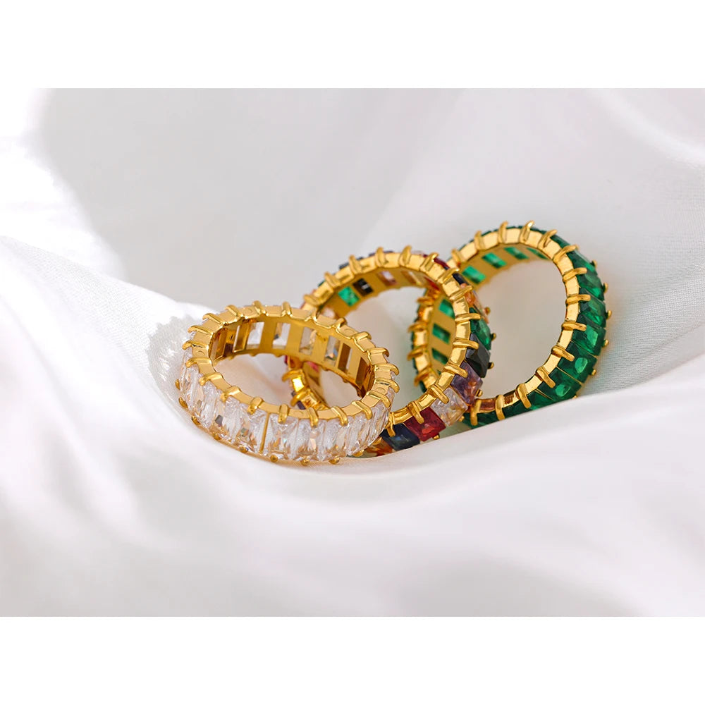 Diamant Ring mit weißen Steinen - Gelbgold vergoldet