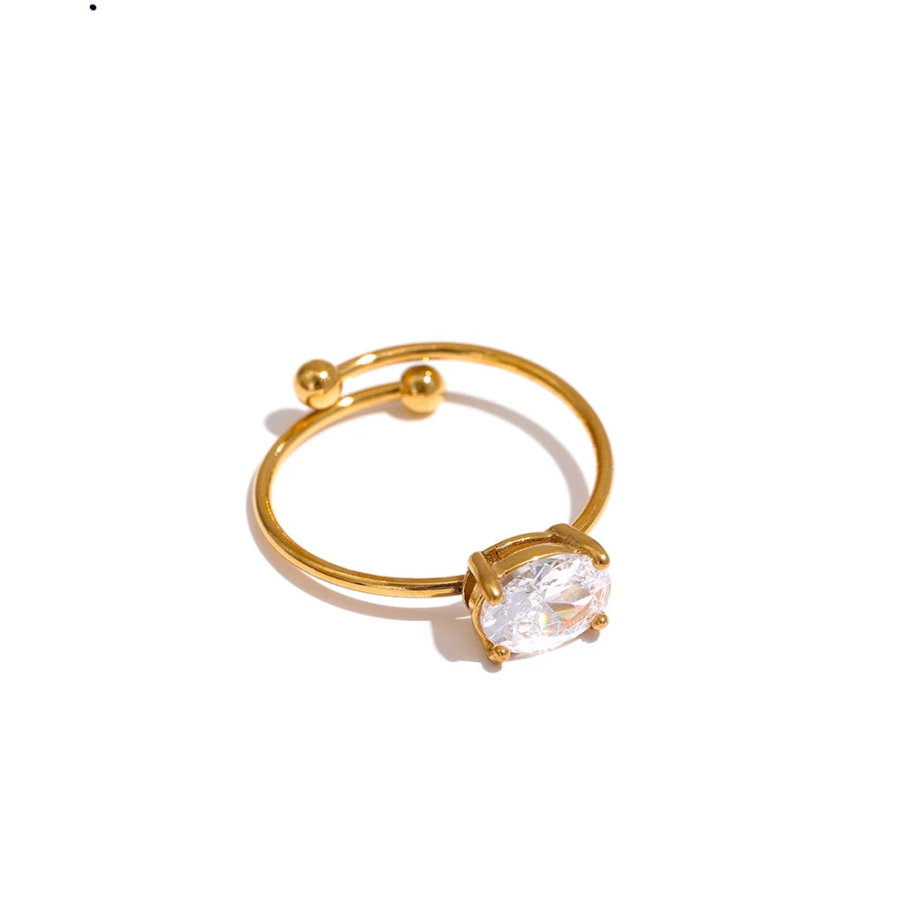 Ring mit weißem Diamant - 18K vergoldet