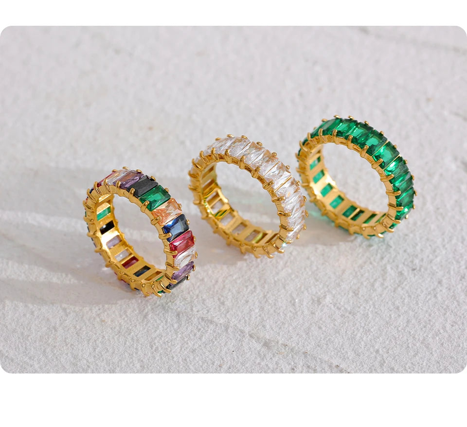 Diamant Ring mit weißen Steinen - Gelbgold vergoldet