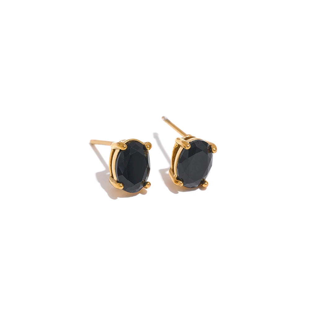 Ohrring mit schwarzem Diamant - 18K vergoldet