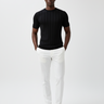 Slim Fit gestreiftes T-Shirt - Schwarz