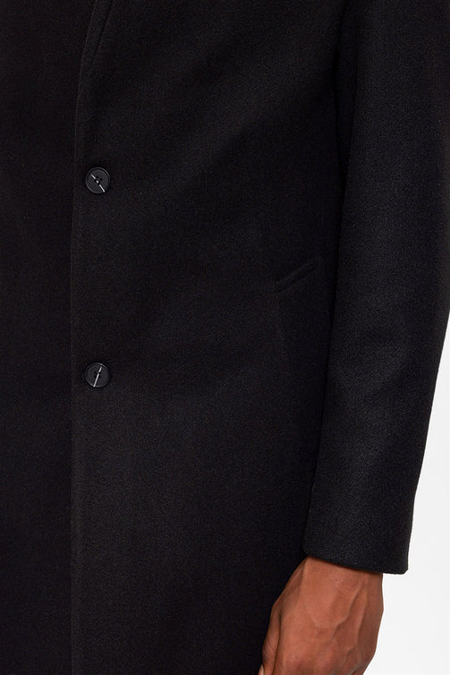 Mantel mit Richterkragen Regular-Fit - Schwarz