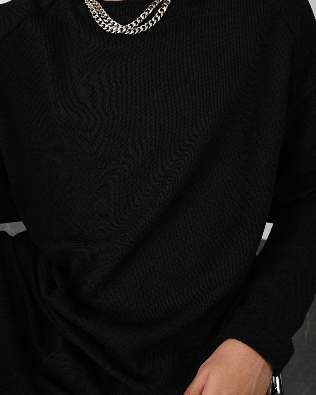 Oversize Langarmshirt - Schwarz