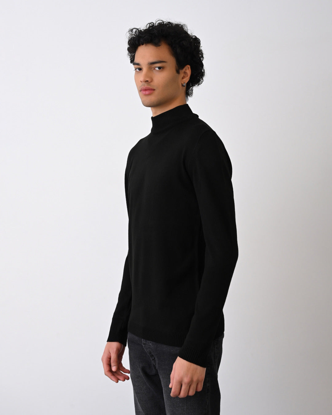 Stehkragenpullover - Schwarz