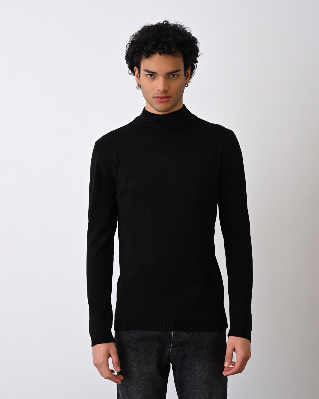 Stehkragenpullover - Schwarz