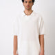 Oversize Cord T-Shirt mit Kragen - Weiß