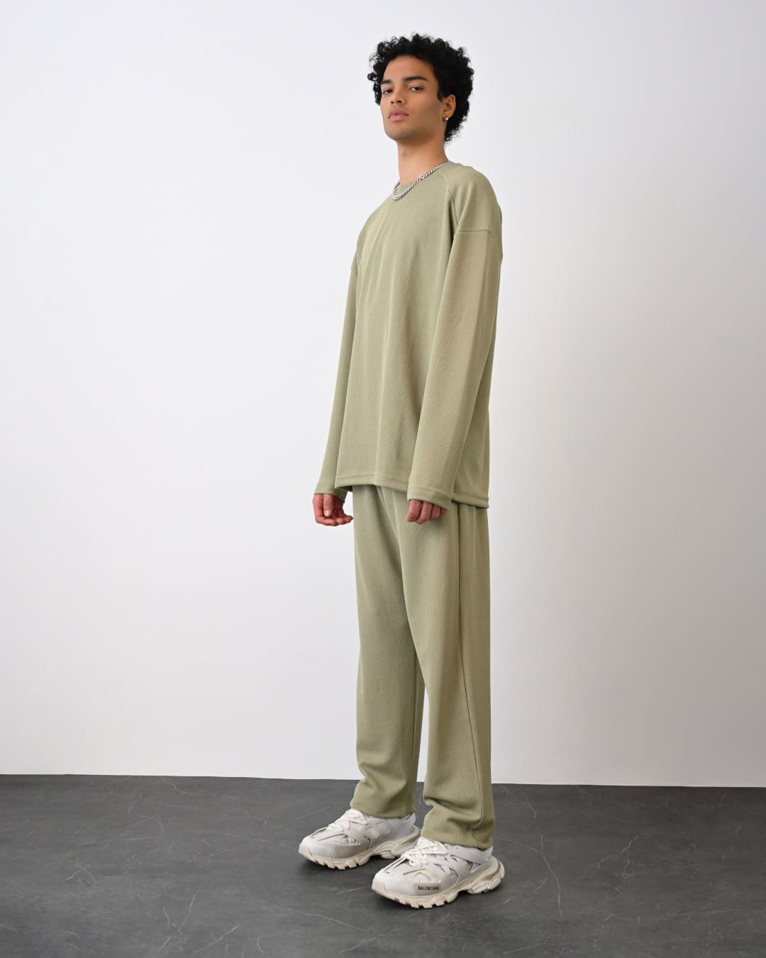Oversize Langarmshirt - Kaki