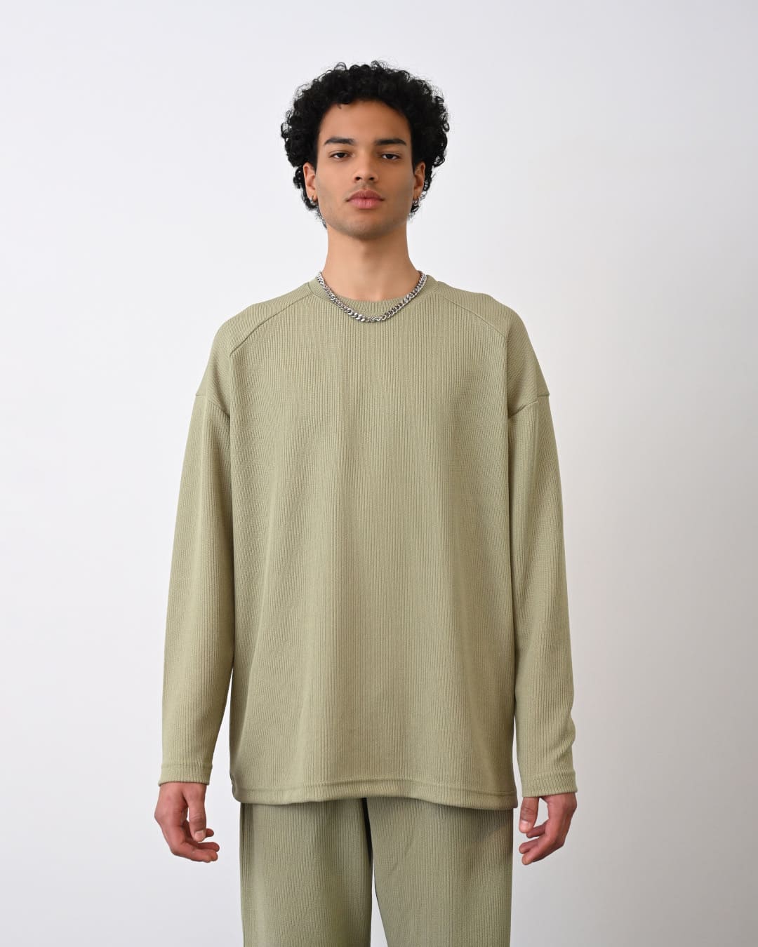 Oversize Langarmshirt - Kaki